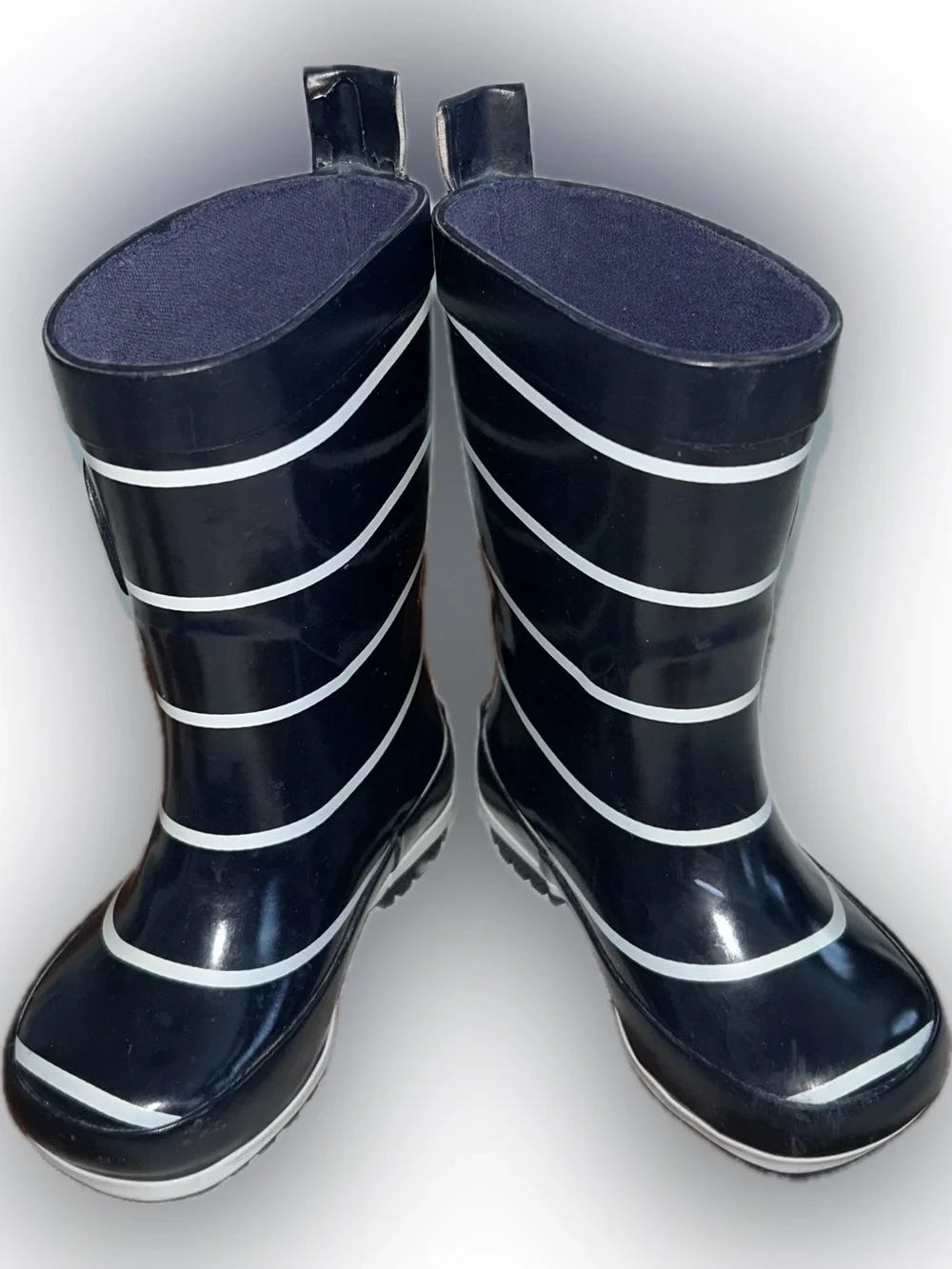 Janie and Jack Navy and White Striped Rain Boots
